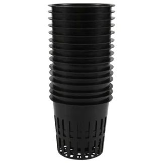 Paquete de 15 tazas de red de 4 pulgadas, malla ranurada, filtro de labio ancho, cesta de cubo para maceta de red para plantas para hidroponía