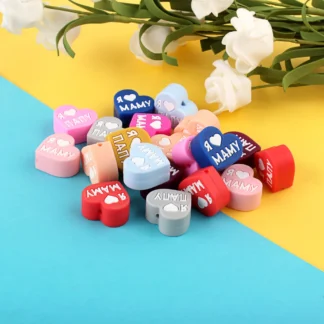 Cuentas de silicona con temática de amor para fabricación de joyas, accesorios de joyería de grado alimenticio, de 5 a 10 piezas, para llavero DIY