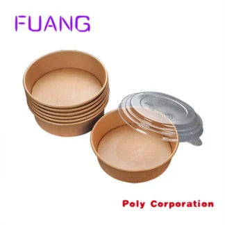 Ensaladera desechable de cartón Kraft para restaurante, recipiente Biodegradable con tapa Pla, 100%