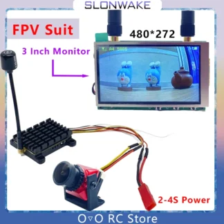 Nuevo transmisor Viedo FPV VTX de largo alcance 5,8 Ghz 48CH 1,6 W y cámara CMOS 1500TVL FPV Monitor FPV de 3 pulgadas con batería integrada