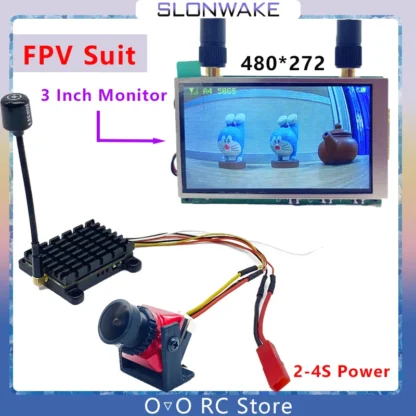 Nuevo transmisor Viedo FPV VTX de largo alcance 5,8 Ghz 48CH 1,6 W y cámara CMOS 1500TVL FPV Monitor FPV de 3 pulgadas con batería integrada