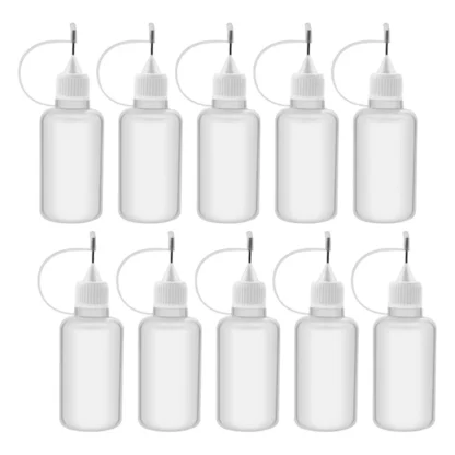 10 Uds. Botella aplicadora de punta exprimible de plástico de 30Ml, botellas cuentagotas rellenables con tapas de punta de aguja para pegamento DIY