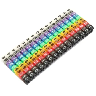 Marcador de cable de cuerda con clip Número de plástico en caja Etiqueta de cable Juego de tubos Marcador de cable de color (150PCS KCM-1.5MM)