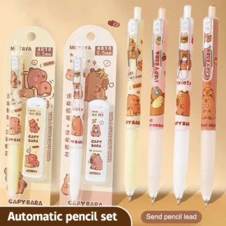 Juego de lápices mecánicos Kawaii Capybara, suministros de oficina, lápices mecánicos de escritura de dibujos animados, papelería para estudiantes, 1 Juego