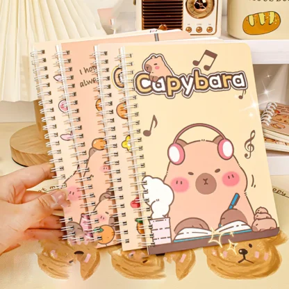 Cuaderno impermeable grueso de dibujos animados, cuaderno de línea de Capybara, lindo libro diario, preparación de exámenes, organizador de recursos, moda