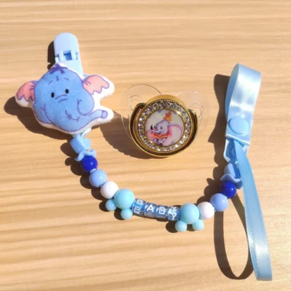 Juego de chupete brillante con cadena de clip, maniquí de silicona para recién nacido, mordedor con estampado de elefante, regalo para Baby Shower, 2024