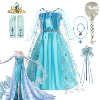 Disfraz de la reina de las nieves para niña, traje de Elsa para fiesta de carnaval, baile de graduación, bata, ropa para niños, vestido de princesa de Frozen, 2024