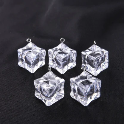 Dijes de resina de cubo de hielo transparente, colgante para hacer joyas Diy, collar, pendientes, llavero, accesorios, 30 piezas, 19x19mm