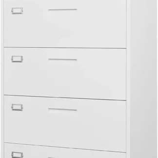 Letaya Archivador lateral de 5 cajones con cerradura, archivadores blancos anchos de metal para almacenamiento de oficina en casa A4/F4/letra/legal