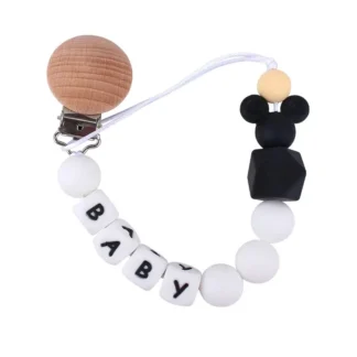 Cadena para chupete de bebé con nombre personalizado, cadena con Clips, cuentas de silicona, mordedor, juguetes, soporte para chupete, nombre en inglés, regalo