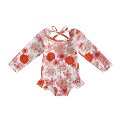 Bañador Floral para niña recién nacida, traje de baño con volantes