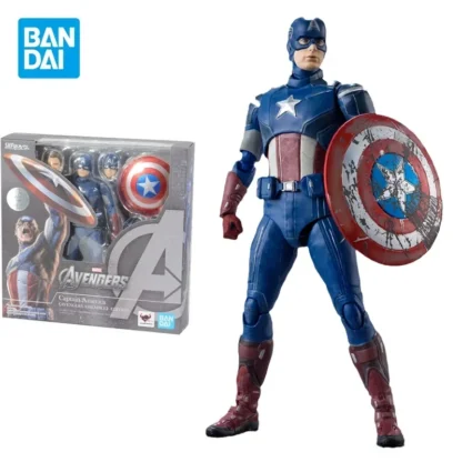 En Stock Bandai Original SHFiguarts Marvel's The Avengers película Capitán América Anime modelo de figura de acción juguetes regalos coleccionables