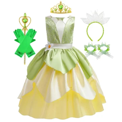 Disfraz de Tiana para niña, disfraz de princesa, Cosplay, juegos de rol, fiesta, Carnaval, Halloween