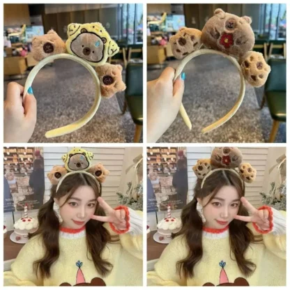 Diadema de Capybara de dibujos animados de estrella de estilo coreano, diadema de muñeca de Anime linda, herramienta de maquillaje, diadema de lavado de cara para fiesta, nueva moda