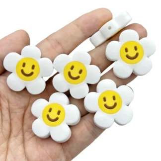 Cuentas de silicona para bebés, accesorios de joyería, cuentas focales Teethe, bolitas de pezón, cuentas de flores bonitas, 10 piezas