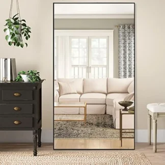 Espejo de pie de longitud completa de 71 "x 32" con marco de aluminio resistente al óxido, espejo de tocador de cuerpo completo de vidrio HD inastillable moderno