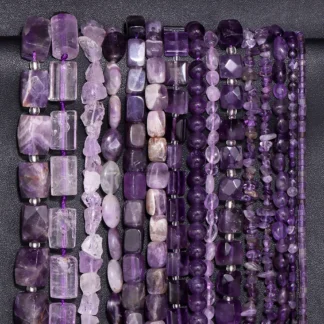 Cuentas sueltas de amatistas moradas de piedra Natural, cuentas espaciadoras de cuarzo cuadradas redondas irregulares para fabricación de joyería, accesorios de pulsera DIY