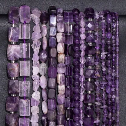 Cuentas sueltas de amatistas moradas de piedra Natural, cuentas espaciadoras de cuarzo cuadradas redondas irregulares para fabricación de joyería, accesorios de pulsera DIY