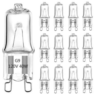 Bombilla halógena para horno, lámpara resistente a altas temperaturas, 40W, G9, 120V, 230V, para refrigeradores, ventiladores, portalámparas de 9mm, 1 piezas