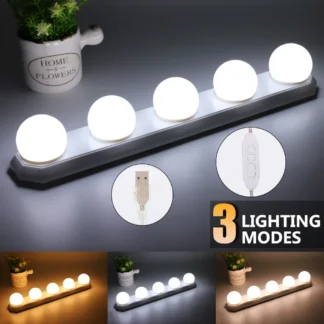 Bombillas LED para espejo de maquillaje, luces de tocador con USB, 12V, iluminación regulable para tocador de baño