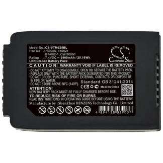 Batería de escáner de código de barras para Vocollect, 730021, 730025, BT-602-1, CWI26591, Talkman T2, T2X