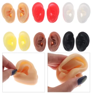 Modelo de oreja de silicona, herramientas de perforación de práctica profesional, herramientas de exhibición de tachuelas de oreja, joyería corporal reutilizada, nuevo, 1 pieza