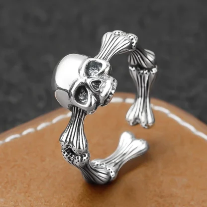 Anillo de Plata de Ley 925 con calavera para hombre y mujer, sortija abierta con personalidad, estilo gótico oscuro, diseño de interés especial