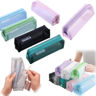 Bolsa de lápices de papelería transparente, estuche de bolígrafo de malla de nailon dedicado para examen de estudiante, bolsa de gran capacidad Unisex, suministros escolares