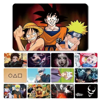 Pegatina de cubierta de piel de película mate de PVC impermeable, No se decolora, tarjeta de crédito de débito, pequeño, grande, sin Chip, juego de Anime