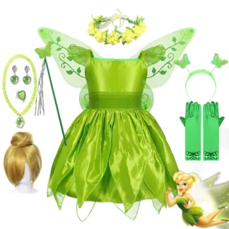 Disney disfraz de campana Tinker para niñas, vestido de fantasía, Princesa de hadas, Cosplay, Carnaval, fiesta de cumpleaños