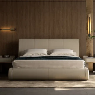 Cama king size de cuero auténtico, cama doble de lujo, original, 2022
