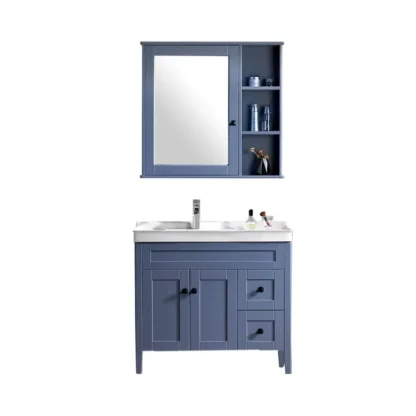Muebles de madera maciza estilo americano, tocador de baño, conjunto de diseño moderno montado en el suelo