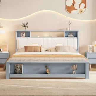 Shelves Designer Double Bed Modern White Drawers King Size Double Bed Headboard Girl Cama Matrimonio Bedroom Furniture