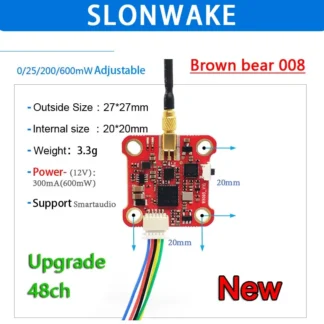 EWRF-transmisor VTX 600mW 5,8G 48CH FPV compatible con Smartaudio 25mW/200mW/600mW, lanzador VTX ajustable para RC FPV Racing Drone