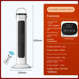 Máquina de calefacción eléctrica para el hogar, ventilador de aire caliente de ahorro de energía, Control remoto para dormitorio y oficina, 220V