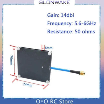 SLONWAKE-antena de Panel RX de alta ganancia, RP-SMA, transmisor, receptor, Monitor FPV, 5,8 GHz, 14dBi, 70x74x6mm