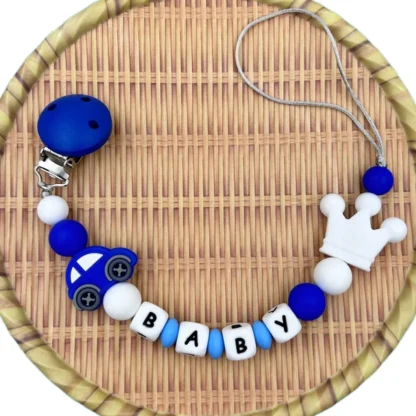 Clips de coche personalizados para bebé, soporte para chupete, cadenas, mordedor, accesorios para bebé, regalo Kawaii, nombres del alfabeto inglés y ruso