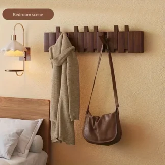 Perchero de madera montado en la pared con 10 ganchos plegables, colgador que ahorra espacio para dormitorio, ganchos para toallas con soporte de pared, 1 ud.