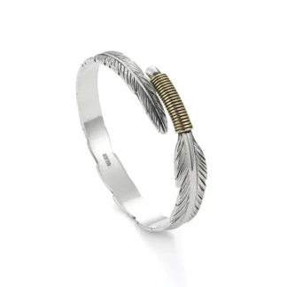 Brazalete abierto de plumas hecho a mano para hombres y mujeres, Plata de Ley S999 auténtica, pulseras Punk, regalo de joyería fina