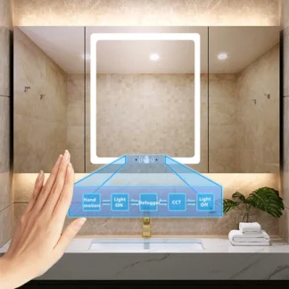 Espejo LED inteligente para tocador de cocina, armario con barrido manual, ideal para baño, profesional, IR