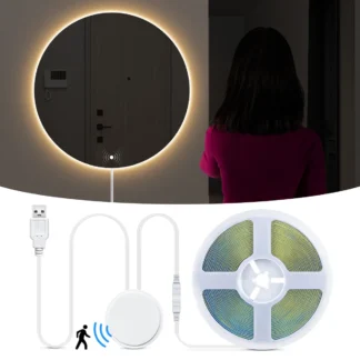 Luz de espejo de tocador de baño con Sensor de movimiento del cuerpo humano, encendido y apagado automático, iluminación de tocador de maquillaje, Lámpara USB, lámpara LED Cob de pared