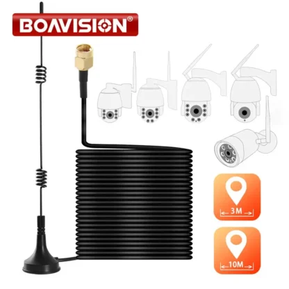 Ventosa de antena de extensión Wifi 2,4G, Cable extensor de 3m /10m, 5dbi Hing Gain Sucker para BOAVISION Wireless PTZ Bullet IP Cam