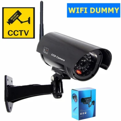 Cámara falsa de videovigilancia cctv, videocámara inalámbrica de seguridad para el hogar, impermeable, con luz led intermitente, para exteriores