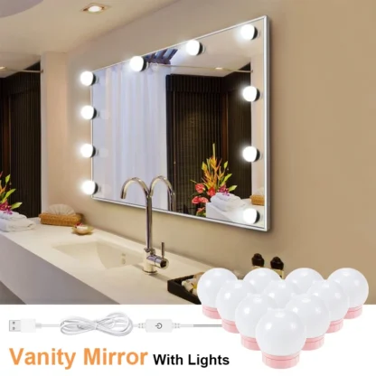 Luces Led para espejo de tocador, iluminación interior, bombilla de maquillaje, enchufe de 12V, Control táctil regulable, decoración
