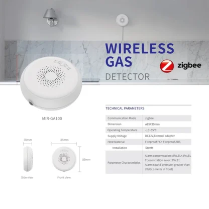 ZigBee-detector de gas inteligente Tuya, alarma de seguridad para el hogar, sensor de gas inalámbrico, conexión inteligente Wifi, sistema de alarma para el hogar