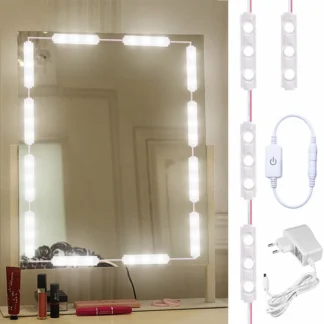 Lámpara LED de pared para espejo de maquillaje, bombillas de estilo Hollywood, Interruptor táctil, atenuador, tocador iluminado cosmético