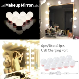 Espejo de vanidad USB de la luz de lámpara maquillaje LED Bombilla 5V LED Hollywood tocador de iluminación de lámpara de pared para baño 2 6 de 10 a 14 Uds