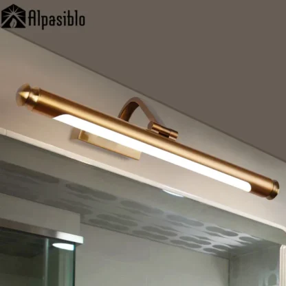 Luz LED de espejo Retro americano para tocador, lámpara Vintage de bronce para baño, Hotel, apartamento, lámpara led de pared
