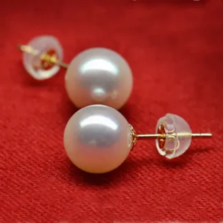 AKOYA-pendientes de perlas cultivadas redondas blancas, AAA -9-10mm, 14K/20, envío gratis