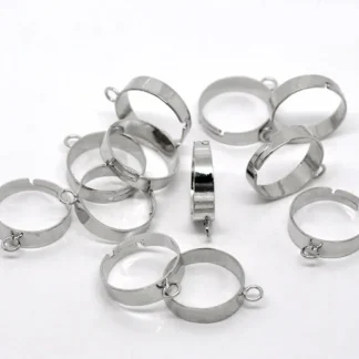 100 unidades de anillos de tono plateado ajustable, 1 bucle, Base en blanco, 17,5mm (EE. UU. 7), accesorios de joyería